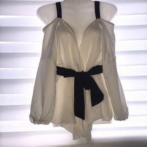 ZARA basic cold shoulder kimono wrap top